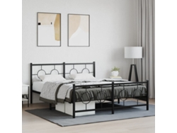 Estructura Cama Sin Colchón Con Estribo Metal Negro 150x200 Cm