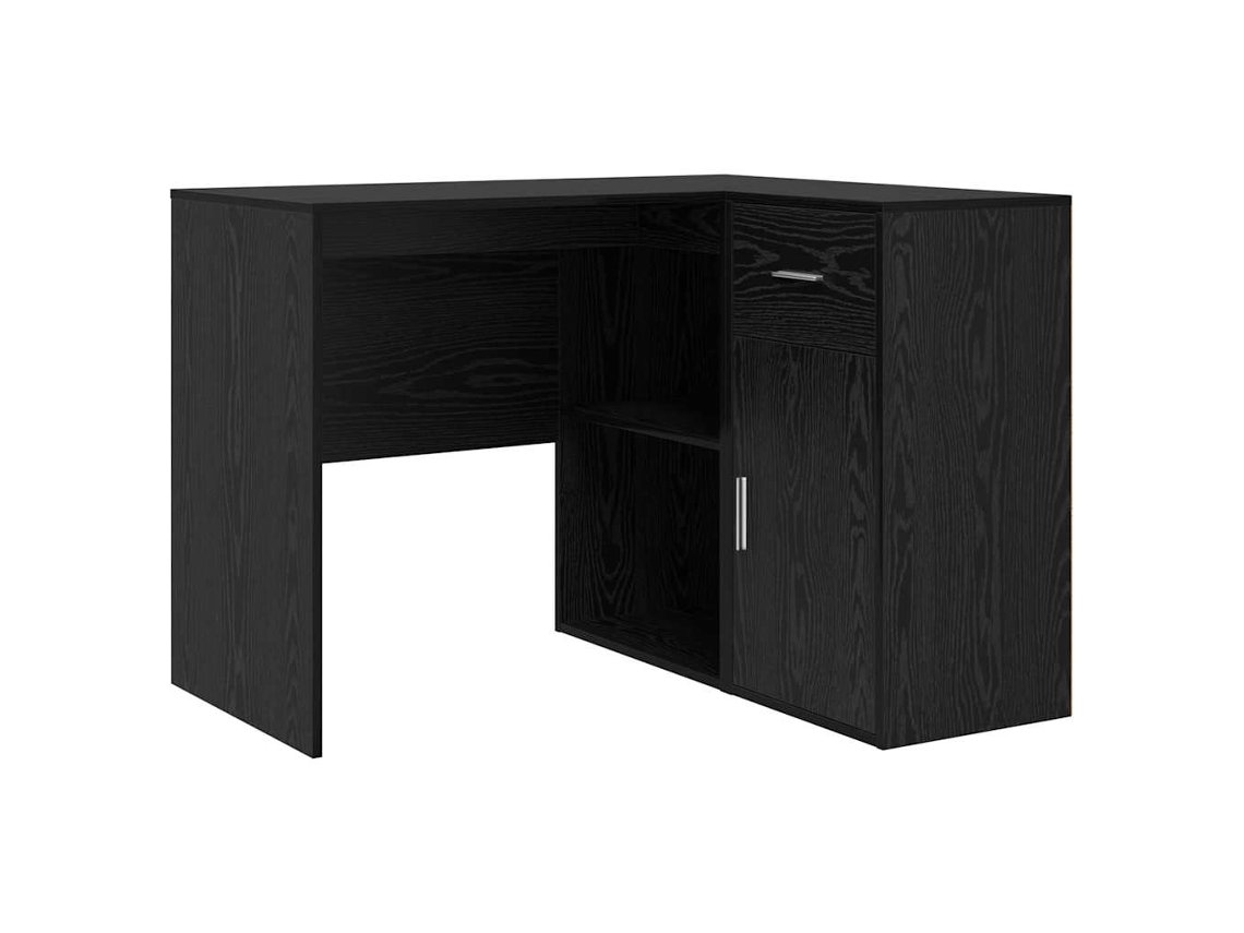 Escritorio | Mesa | Escritorio esquinero con cajón, roble negro, 102 x 88 x 75 cm