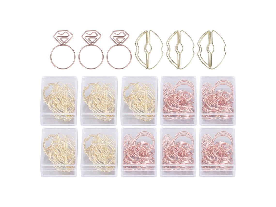 100 Clips De Papel Metálicos En Forma De Anillos Labios Con Diamantes, Antideslizantes, Portátiles Y Lindos Para Clasificación De Archivos Oficina
