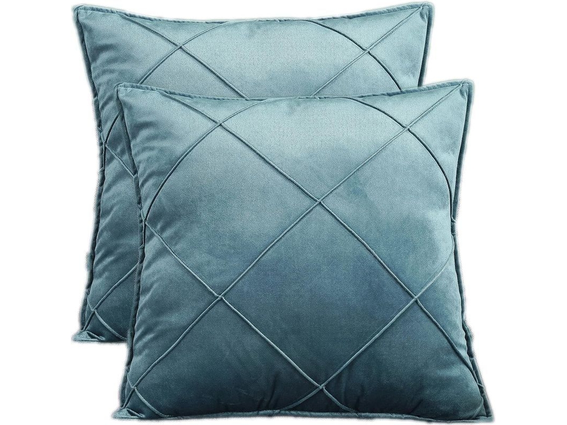Rebe-2 Fundas De Almohada De Terciopelo Cuadrado 45x45 Cm Estilo Nórdico Plaid Suave Para Sofá Dormitorio Verde Claro