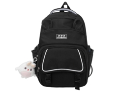 Mochila escolar práctica para estudiantes, mochila de nailon con correa ajustable, mochila grande y estética para libros, negra.