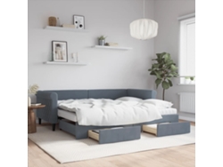 Sofá Cama Nido Con Cajones Terciopelo Gris Oscuro 90x200 Cm