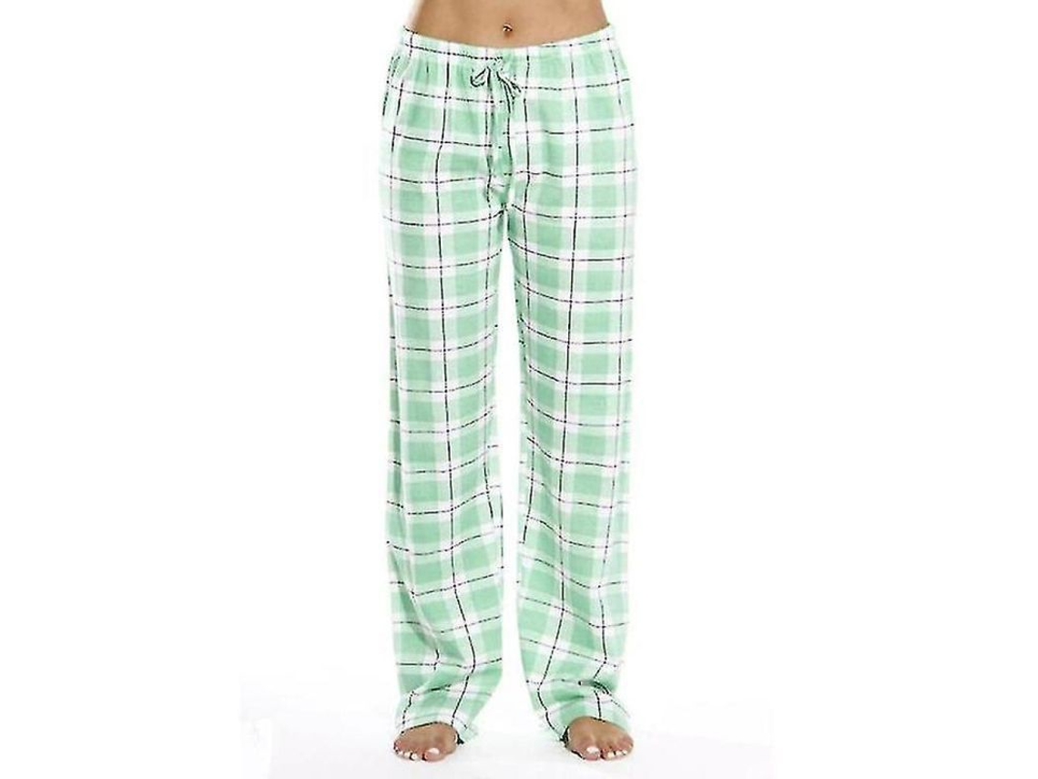 Pantalones de pijama para hombre con bolsillos de franela suave Cuadros Jsl S Verde