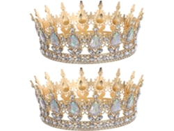 Lot De 2 Cuelloronnes De Mariée Dorées En Strass Goutte D’eau Diadèmes Ronds Légers Para Accesorios...
