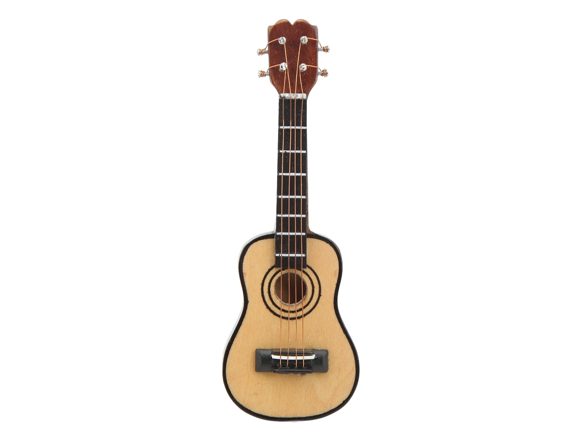 Miniatura De Guitarra 1:12 Em Bétula Com Verniz Decorativa Para Casa De Bonecas Clássica