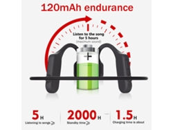 Fones De Ouvido Sem Fio Bt5.0 Headset Esportivo À Prova D'água Condução Óssea Plegável Com Microfone