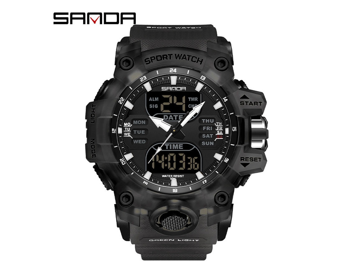 Reloj Deportivo Multifuncional, Moderno Y Elegante (negro Transparente para Hombre) Con Acabado Luminoso.