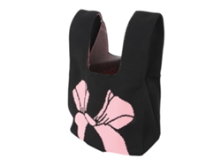 Bolso De Malla Estético, Bolso De Hombro De Punto Informal Y Portátil, Bolso De Muñeca Para Mujer Para Viajes, Fiestas, Compras, Negro + Rosa