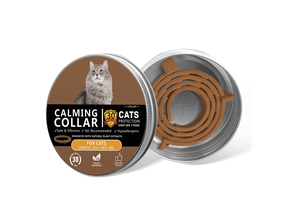 Colar Relaxante Para Gatos Marrom | Proteção De 30 Dias, 38 Cm, Hipoalergênico, Elaborado Com Ingredientes Naturais.