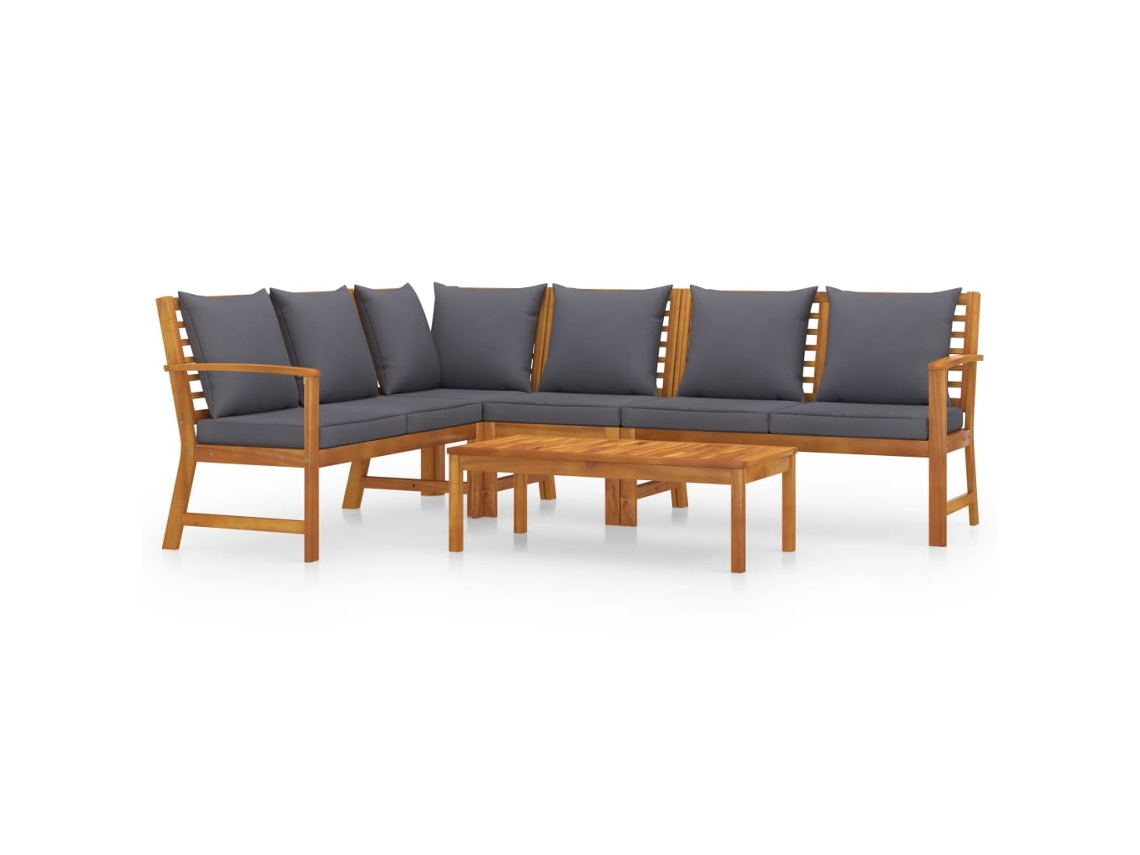 Maison Exclusive - Juego De Muebles Jardín 5 Pzas Con Cojines Madera Maciza Acacia