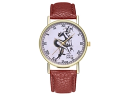 Reloj De Pulsera De Cuarzo Unisex Con Correa De Cuero Pu Patrón Payaso Zhoulianfa Café