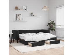 Sofá Cama Nido Con Cajones Terciopelo Negro 80x200 Cm