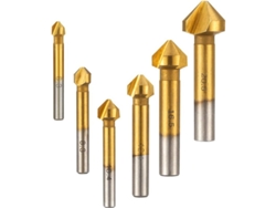2026-6 Piezas Fresas Conicadas Hss 90° Recubrimiento Titanio 6.3-20.5mm Para Madera Metal Pvc