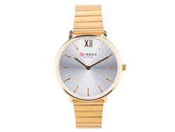 Reloj De Pulsera Analógico De Cuarzo Para Mujer, De Aleación, En Color Dorado Y Blanco, Ideal Para Negocios.