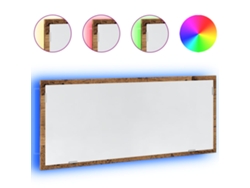 Maison Exclusive - Espejo De Baño Led Madera Ingeniería Envejecida 100x8,5x37 Cm