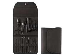 Kit De Manicura Y Pedicura Con 16 Piezas De Acero Al Carbono Y Estuche De Viaje De Cuero.
