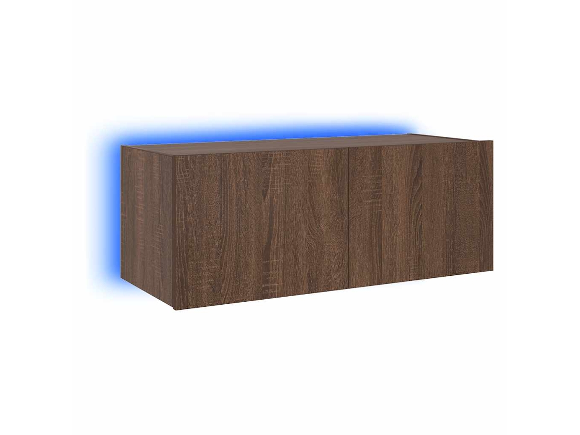 Maison Exclusive - Mueble De Tv De Pared Con Luces Led Marrón Roble 80x35x31 Cm