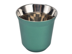 Taza de café de acero inoxidable 304 de 80 ml con aislamiento de doble pared para camping, color verde