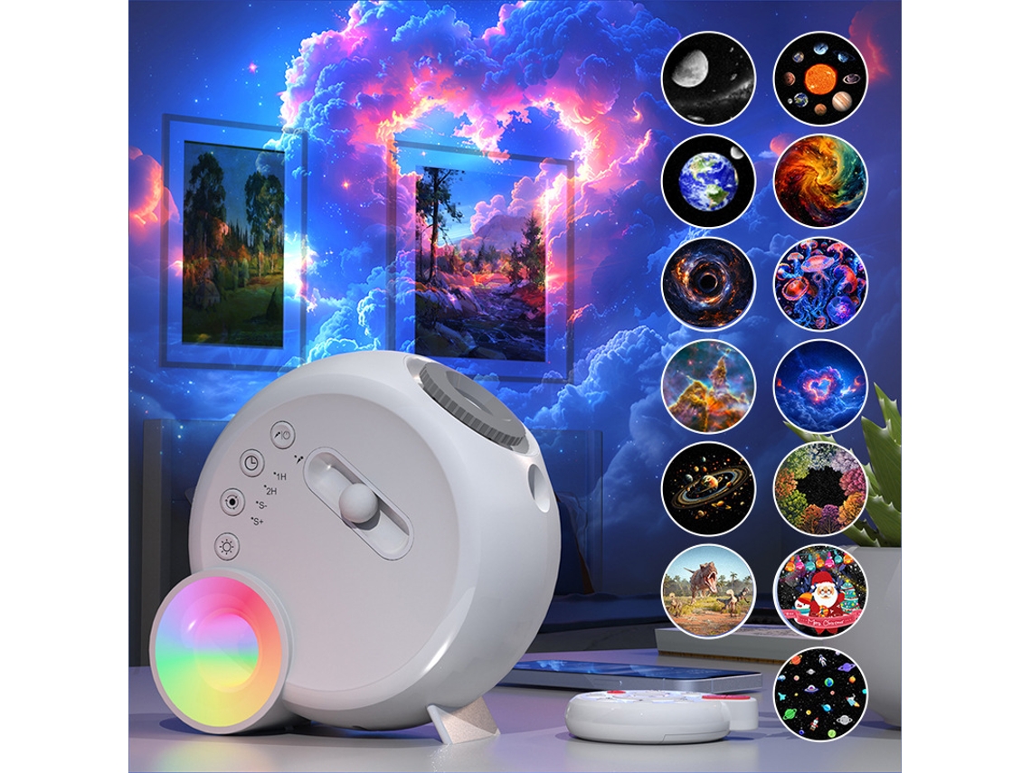 Projetor de Céu Estrelado com Música Via Bluetooth, Acompanha 13 Discos Planetários CZHHMART