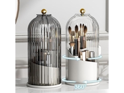 Organizador De Brochas De Maquillaje Con Tapa, Giratorio 360°, A Prueba De Polvo, Para Escritorio, Cjublack