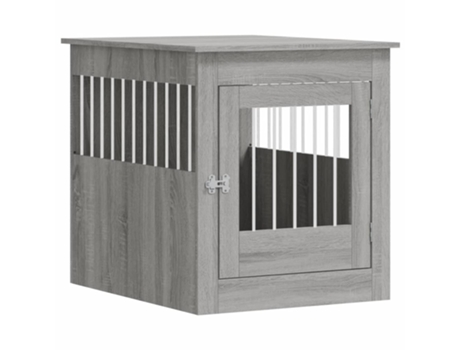vidaXL Jaula para perros madera ingeniería gris Sonoma 64,5x80x71 cm