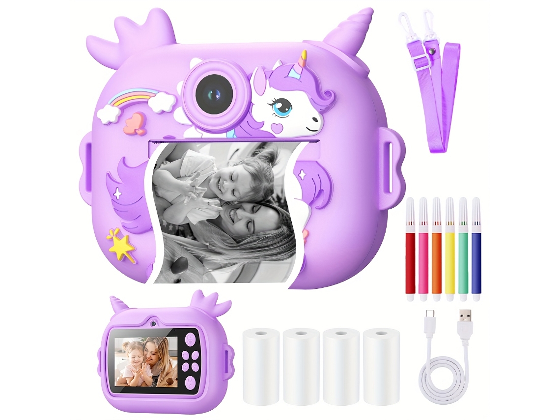 Câmara Digital Eifson Cámara De Impresión Para Niños Pantalla Hd De 2,4 Pulgadas Cámara Dual Púrpura