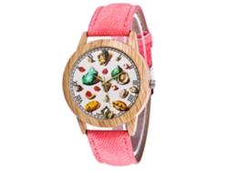 Reloj De Cuarzo Informal Para Mujer Con Correa De Piel Sintética, Estampado Floral Y Esfera Blanca.