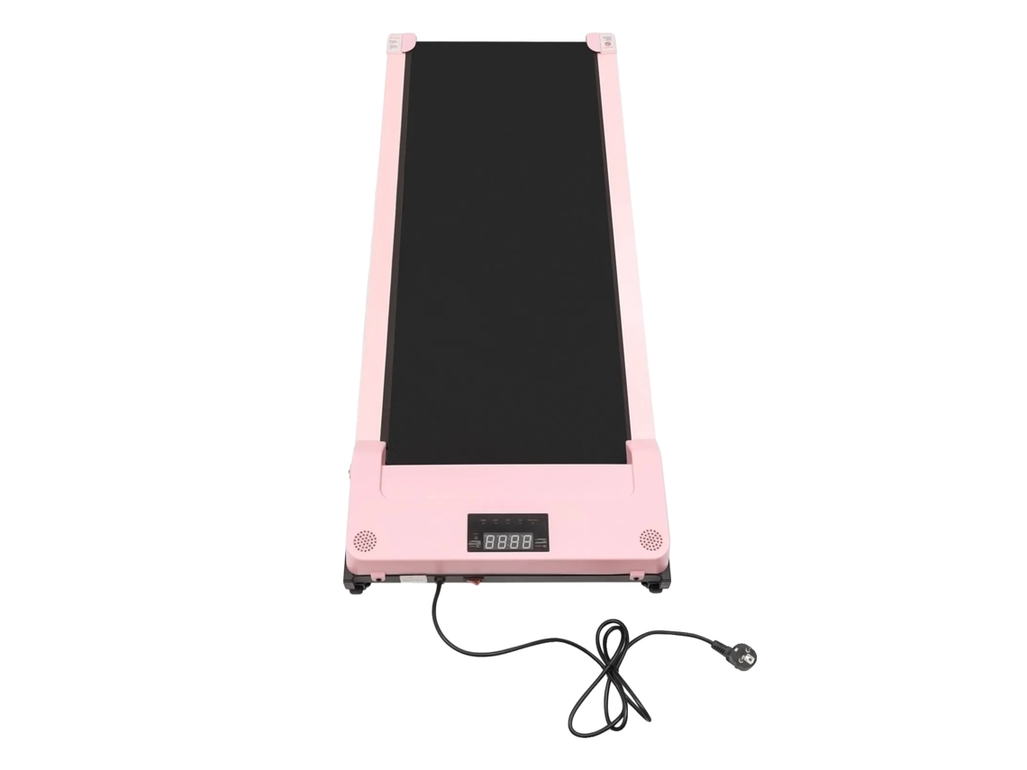 Cinta de correr, velocidad ajustable, diseño plegable, color rosa.