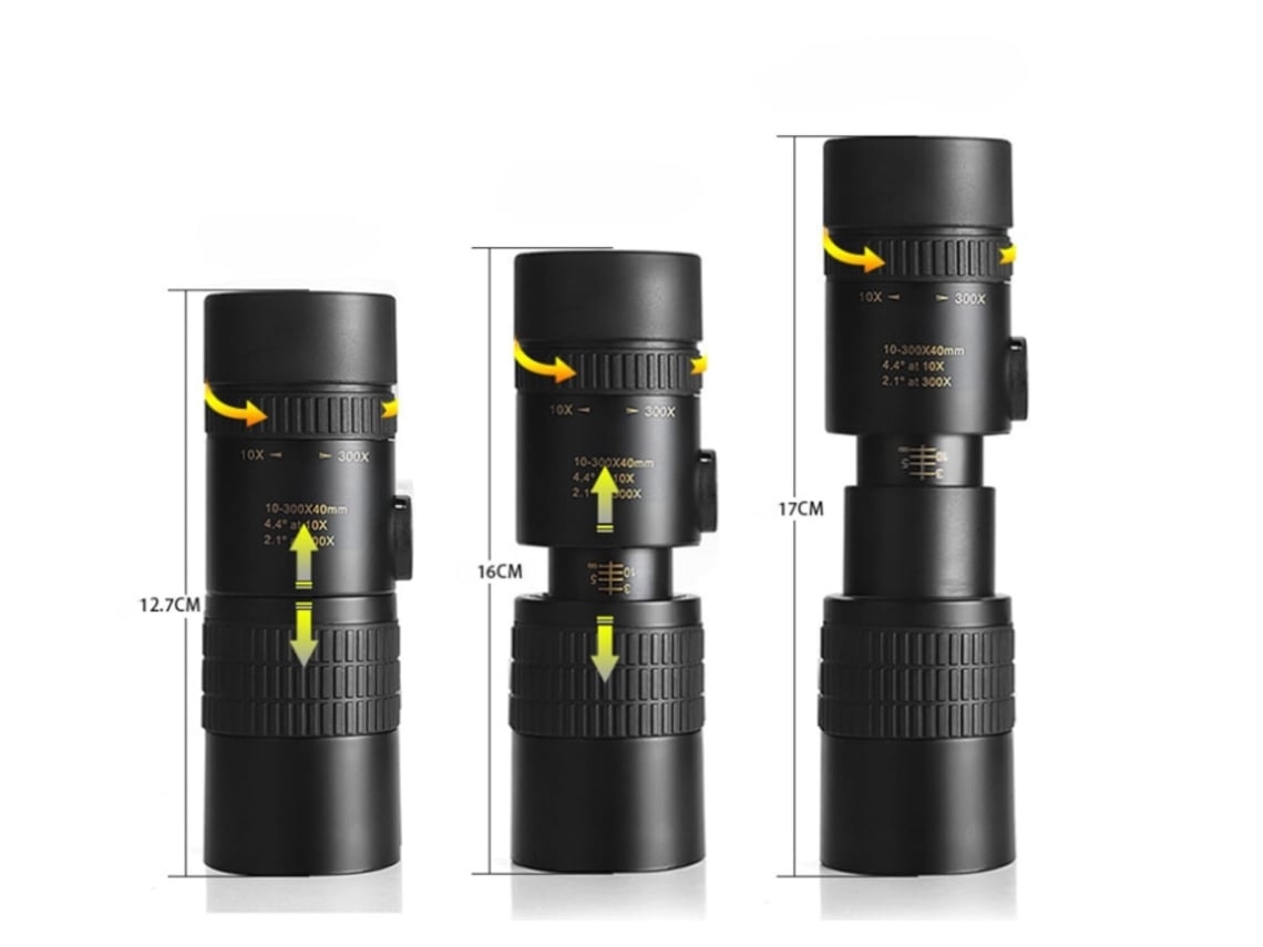 Telescopio monocular 4k 10 300x40 mm de alta potencia con súper zoom, teleobjetivo impermeable, color negro Gusshious