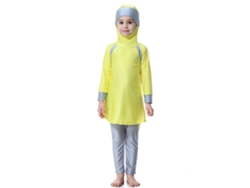 Conjunto De Traje De Baño De Manga Larga Y Bragas Para Niña Musulmana, Amarillo, 100
