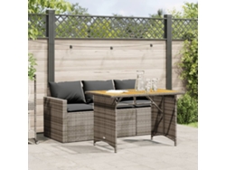 Conjunto de comedor de jardín de 2 piezas DKD Home Decor con cojines de mimbre gris