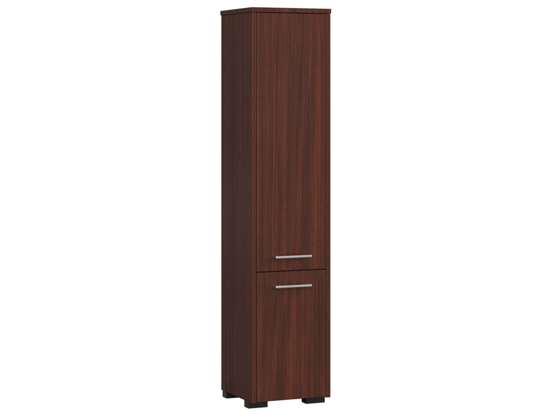 Columna De Baño Akord Fin Wenge 30 Cm 2 Puertas Frente En Color Wenge 5 Estantes 30x30x140 Cm