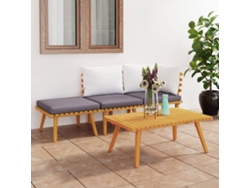 Conjunto de salón de jardín DKD Home Decor con cojines de madera maciza de acacia