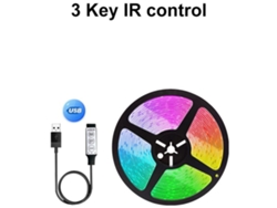 15m 180led Light Strip Usb Rgb 5v Led Retroiluminación Flexible Light Strip Mini Control Remoto De Tres Botones Gusshious
