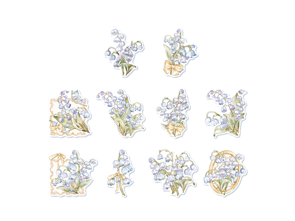 30 pegatinas florales multiusos, pegatinas decorativas florales únicas para manuales, cuadernos, álbumes, lirios del valle