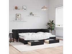 Sofá Cama Nido Con Cajones Terciopelo Negro 80x200 Cm