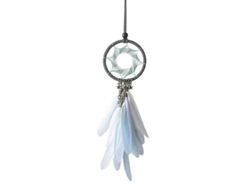 Atrapasueños Hecho A Mano Con Plumas Grises Para Decoración De Pared Y Coche.