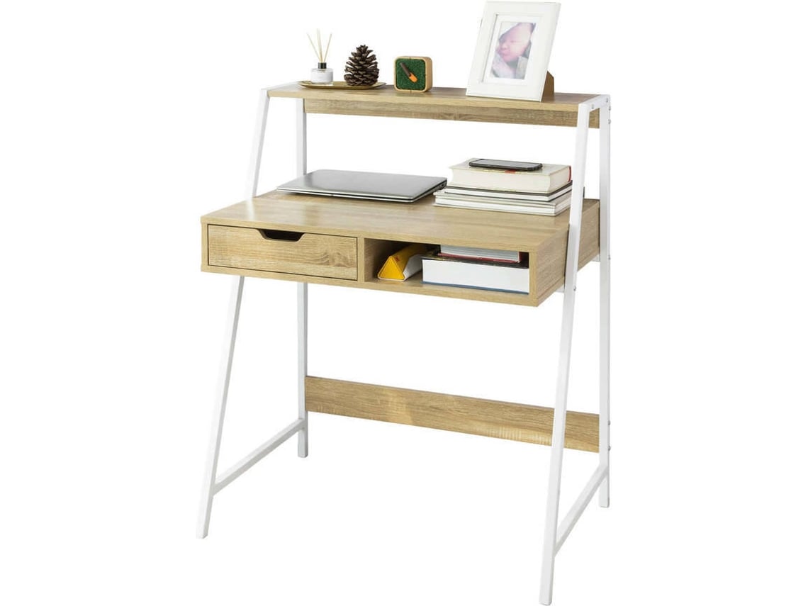 Escritorio con Estantería SOBUY (Marrón - MDF - 81x50x100 cm)