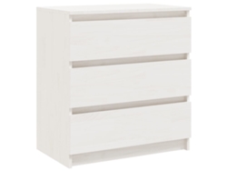 Mesita de noche con 3 cajones, 60 x 36 x 64 cm, madera maciza de pino, blanca, Dec033427