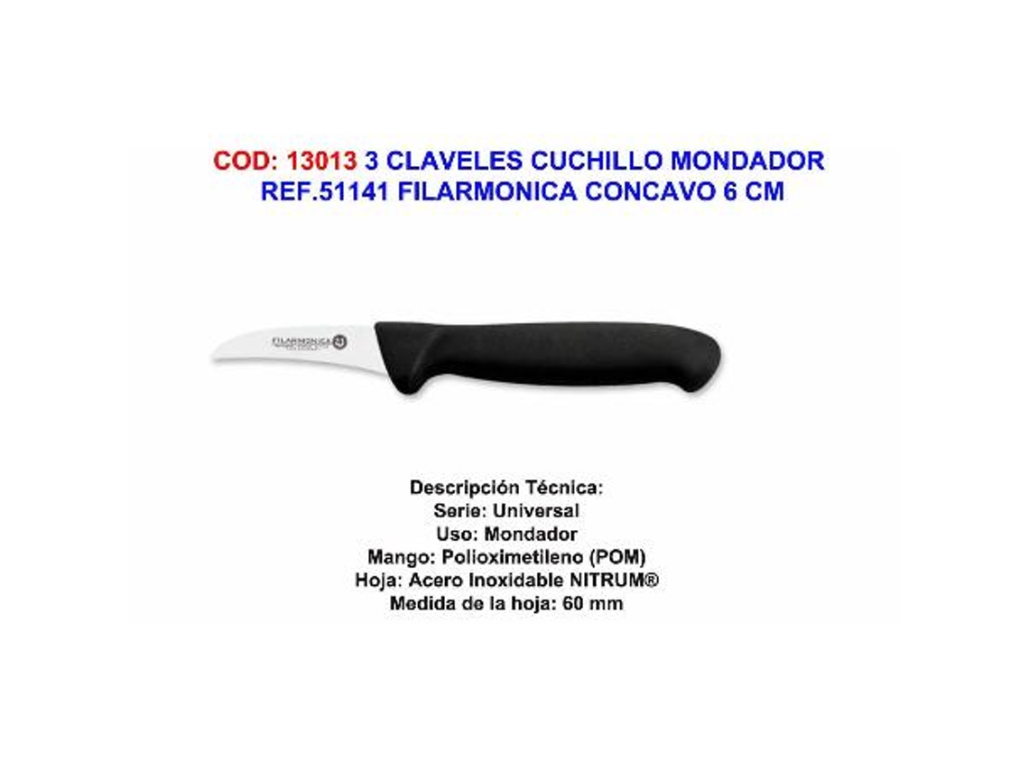 3 claveles cuchillo mondador ref.51141 filarmonica concavo 6 cm