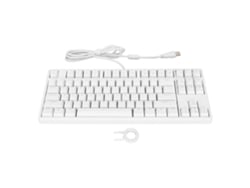 Teclado Mecánico De 87 Teclas, Interruptores Rojos, Ergonómico, Respuesta Rápida, Con Cable Para Pc Y Portátil, Blanco.