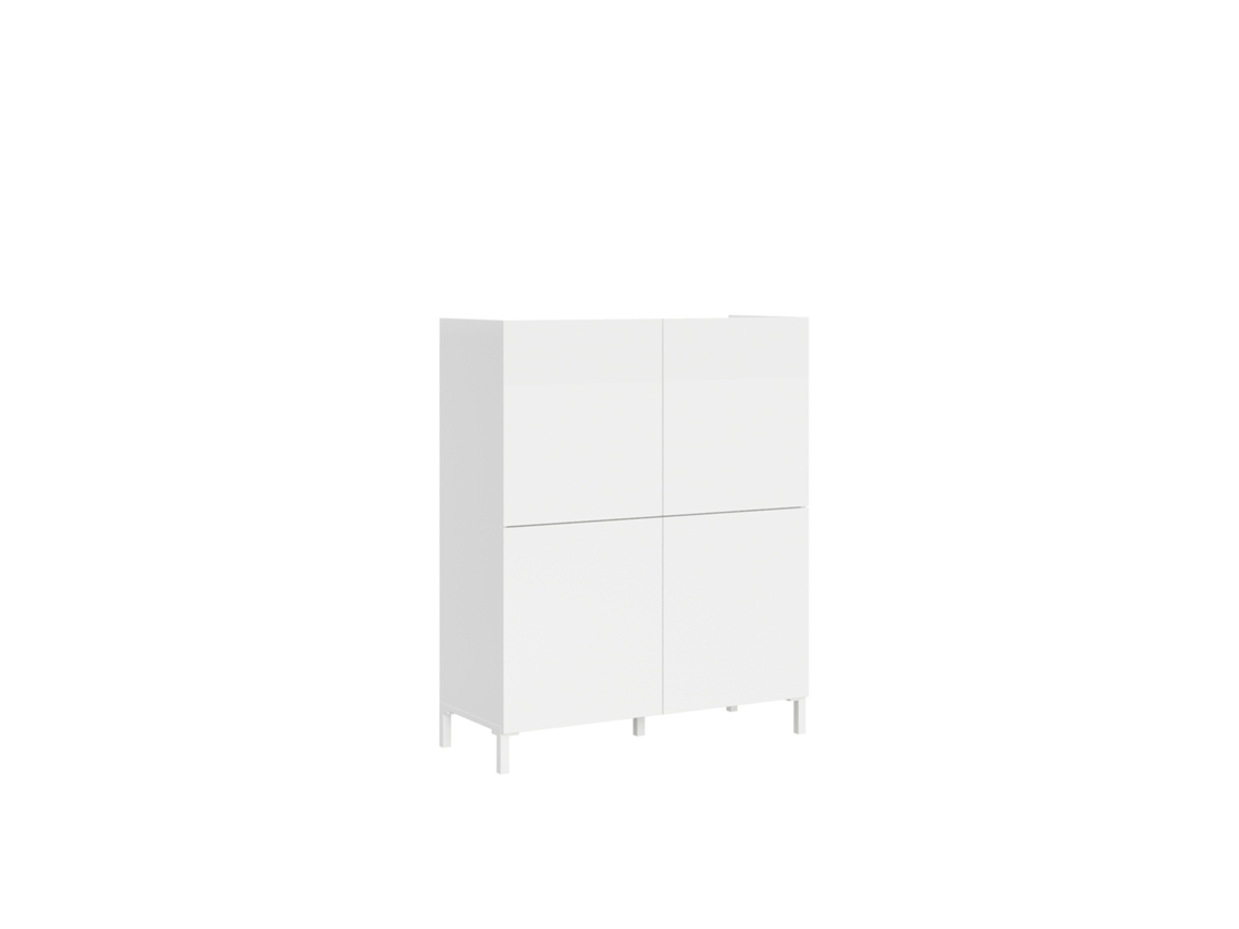 Aparador alto Solaria de 4 puertas, 90x35x110 cm, blanco brillo.