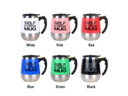 Taza automezcladora de acero inoxidable de 400 ml con tapa.