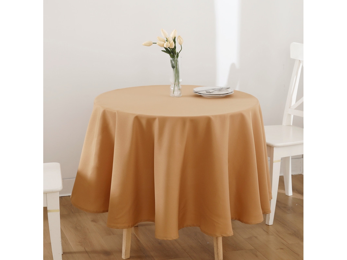 Mantel Anti-Manchas Redondo Marrón Claro 180Cm-BOD HOME