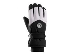 Guantes de esquí de invierno para hombre y mujer, impermeables, resistentes al viento, cálidos y gruesos, con logotipo redondo en blanco y negro, talla única. Chennnls