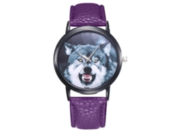 Reloj De Pulsera Analógico Ultradelgado Para Hombre Zhoulianfa Con Esfera Con Cabeza De Animal Y Correa De Pu Morada.