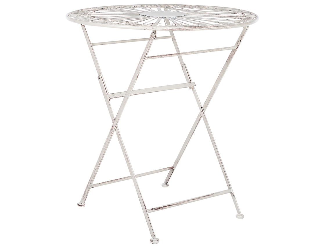 Mesa de exterior BELIANI Scafa de Hierro Blanco 45x51x77