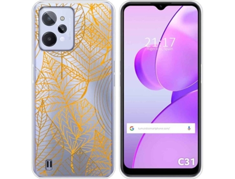 Carcasa para Realme C31 TUMUNDOSMARTPHONE Dibujos Transparente Hojas Multicolor