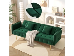 Sofá Cama 2 Plazas - Multifunción, Respaldo Y Reposabrazos Ajustables, Velours - Verde