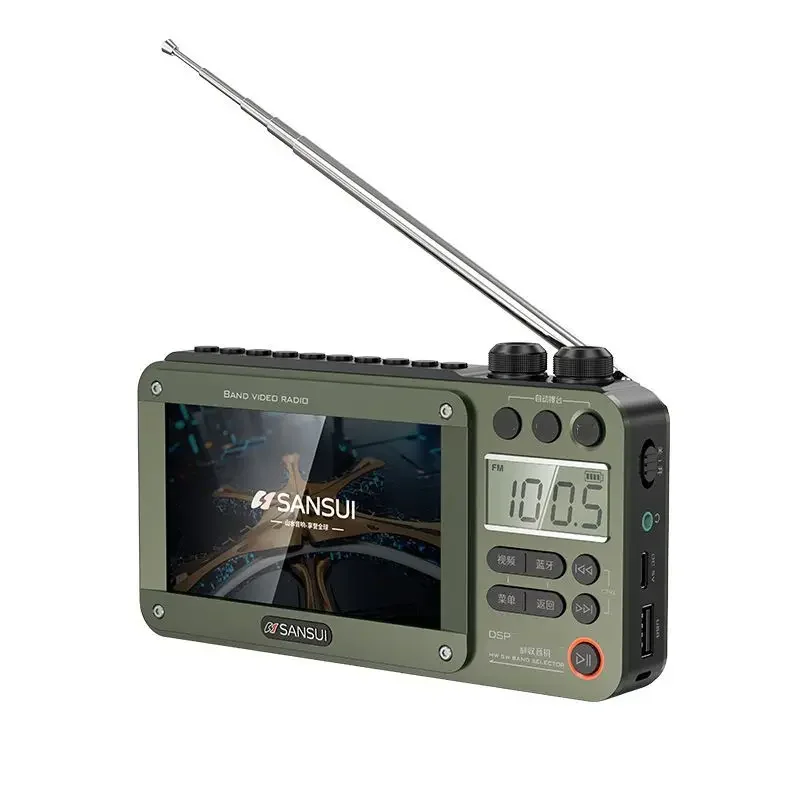 (verde) Pantalla Grande Portátil De 4,3 Pulgadas, Radio Fm De Banda Completa, Altavoz Bluetooth Inalámbrico, Ranura Para Tarjeta Tf.